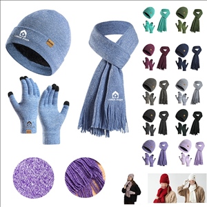 Winter Warm Knitted Hat Scarf and Gloves Set